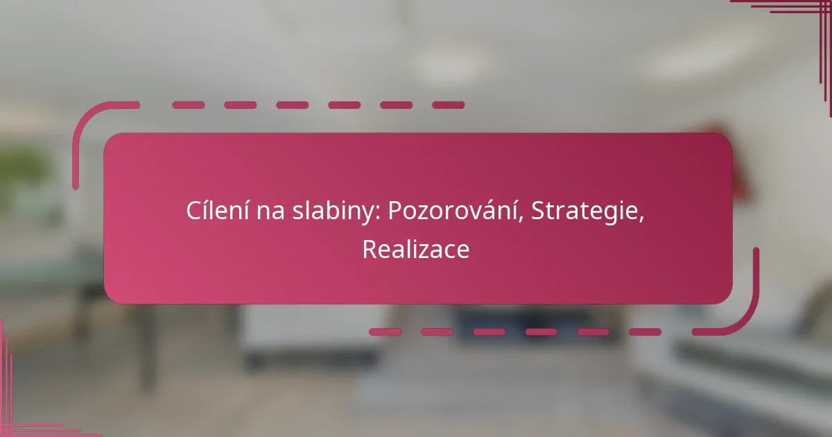 Cílení na slabiny: Pozorování, Strategie, Realizace