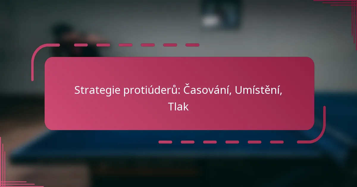 Strategie protiúderů: Časování, Umístění, Tlak