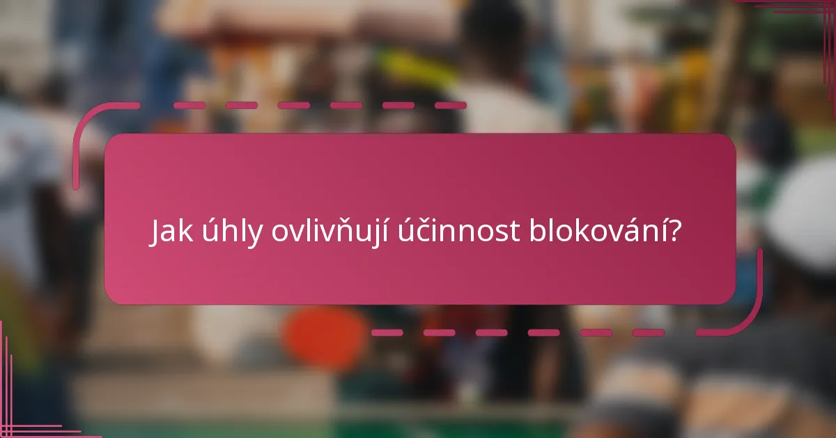 Jak úhly ovlivňují účinnost blokování?