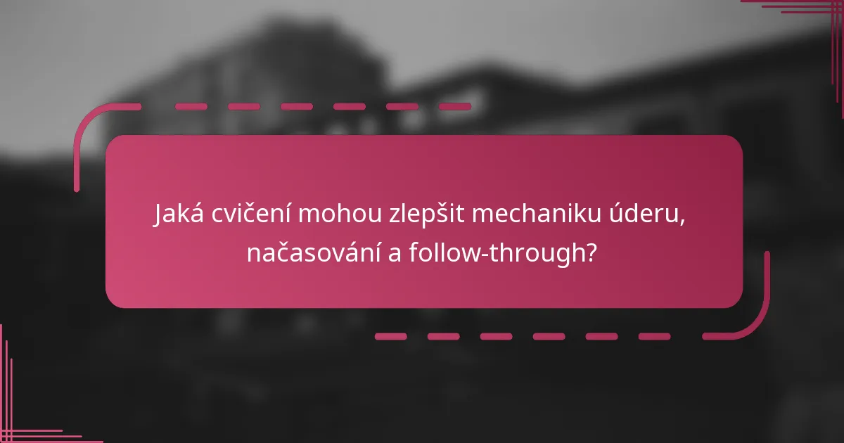 Jaká cvičení mohou zlepšit mechaniku úderu, načasování a follow-through?